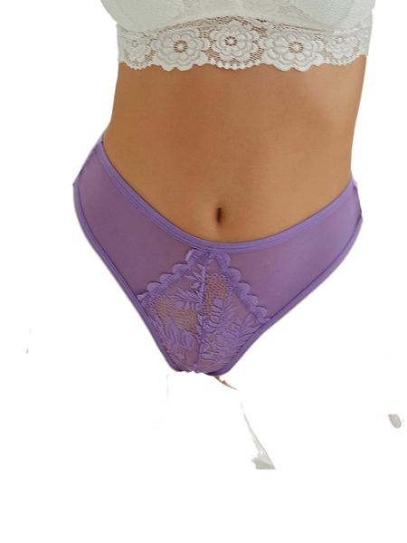 finetoo contrast lace scallop trim thong r1cy#, Black;red