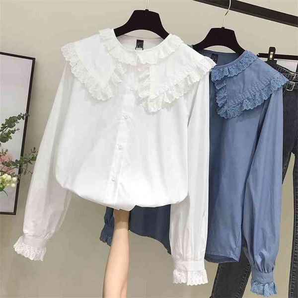 white blouse shirt women autumn spring long sleeve ruffle shirt female blouses casual doll collar plus size colthing 210326
white blouse shirt women autumn spring long sleeve ruffle shirt female blouses casual doll collar plus size colthing 210326
