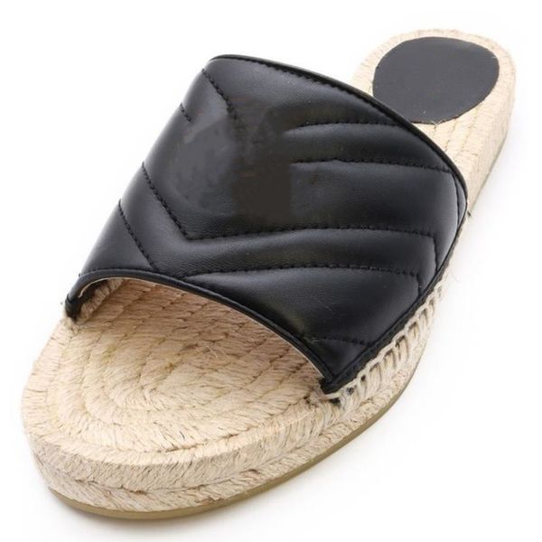 brand women espadrille slippers designer lady sandals wave leather double mental letter cord platform rubber sole flat slide luxury sandal v, Black
brand women espadrille slippers designer lady sandals wave leather double mental letter cord platform rubber sole flat slide luxury sandal v, Black