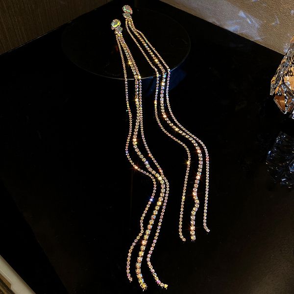 925 silver needle diamond-studded tassel earrings european and american retro exaggerated super long earrings fashion personalized temperame, Golden
925 silver needle diamond-studded tassel earrings european and american retro exaggerated super long earrings fashion personalized temperame, Golden