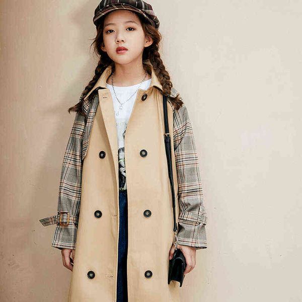 2021 autumn new girls' windbreaker middle and big boys' ins windnet red stitched plaid sleeve middle and long windbreaker coat, Camo
2021 autumn new girls' windbreaker middle and big boys' ins windnet red stitched plaid sleeve middle and long windbreaker coat, Camo