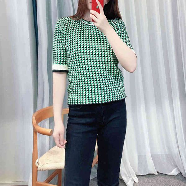 women's sweaters fadan family's french round neck short sleeve plaid knitted blouse in early spring, White;black
women's sweaters fadan family's french round neck short sleeve plaid knitted blouse in early spring, White;black