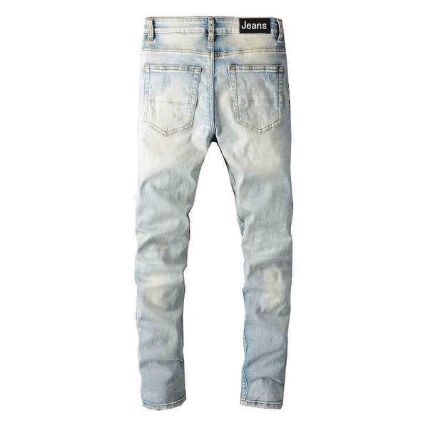 european and american designer men jeans pants trend amirs men's wear pierced jeans youth slim fit small foot machine #697 pkf0, Blue
european and american designer men jeans pants trend amirs men's wear pierced jeans youth slim fit small foot machine #697 pkf0, Blue
