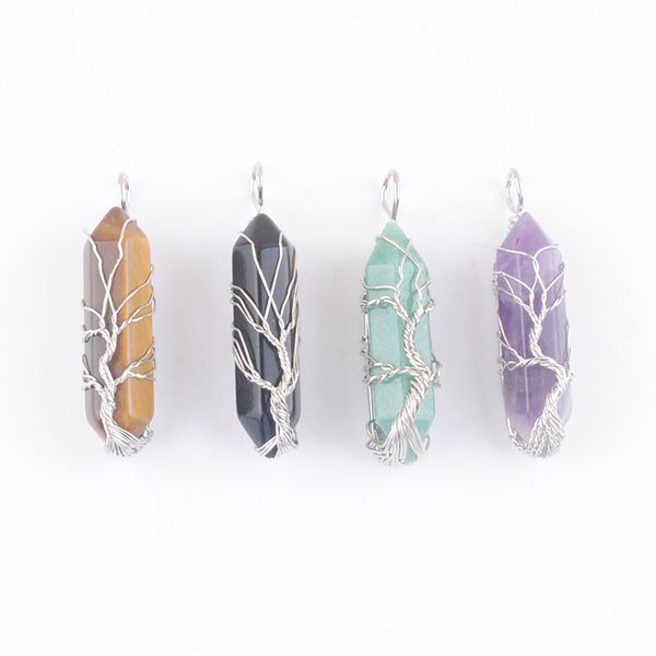 natural crystal pillar pendants handmade wire wrapped silver tree of life reiki healing jewelry aventurine black agate tiger's eye opal
natural crystal pillar pendants handmade wire wrapped silver tree of life reiki healing jewelry aventurine black agate tiger's eye opal