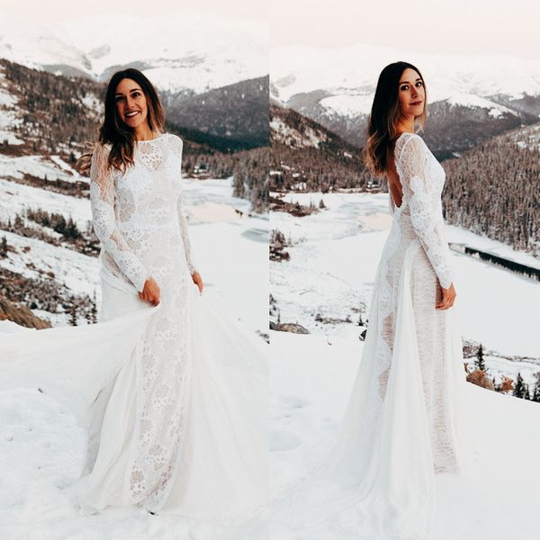 open back lace boho wedding dress pattern lace applqiues a line long bridal gowns full sleeve 2022 winter autumn bride dresses chiffon court, White
open back lace boho wedding dress pattern lace applqiues a line long bridal gowns full sleeve 2022 winter autumn bride dresses chiffon court, White