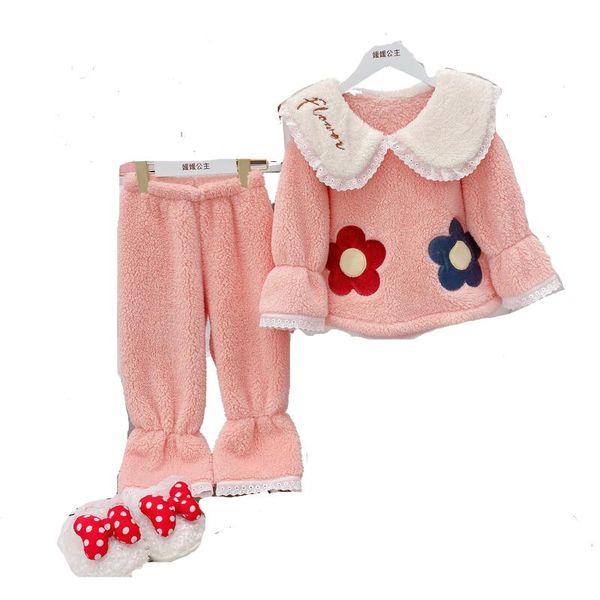 clothing sets girl's flowers print casual fashion thick coral fleece cute style warm keeping and windbreak pajama night sleeping, White
clothing sets girl's flowers print casual fashion thick coral fleece cute style warm keeping and windbreak pajama night sleeping, White