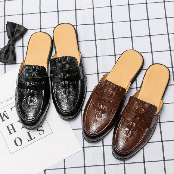 summer men mules outdoor leather casual shoes breathable half slippers crocodile pattern shoes man penny loafers da052, Black
summer men mules outdoor leather casual shoes breathable half slippers crocodile pattern shoes man penny loafers da052, Black