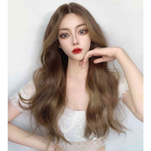 front lace medium split corrugated wig women's net red big wave long curly can tie hair head set, Golden;white
front lace medium split corrugated wig women's net red big wave long curly can tie hair head set, Golden;white