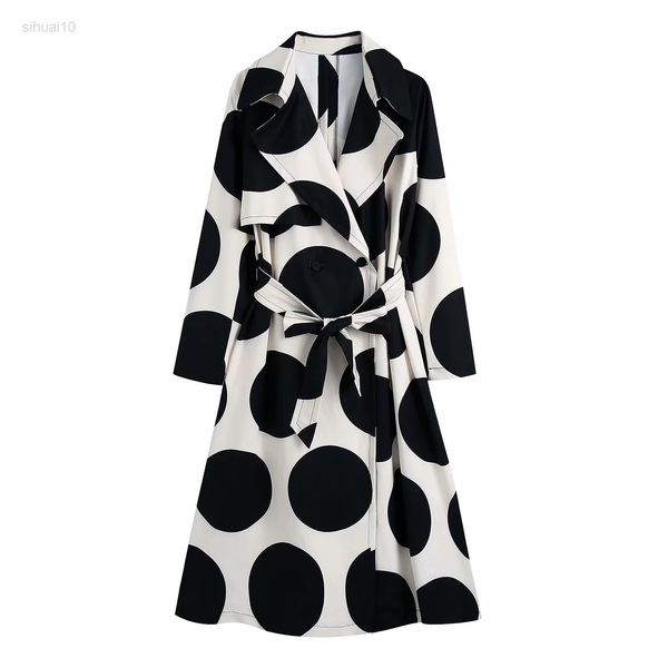 women fashion with belt single dot printing breasted trench coat vintage long sleeve pockets female outerwear chic overcoat l220725, Tan;black
women fashion with belt single dot printing breasted trench coat vintage long sleeve pockets female outerwear chic overcoat l220725, Tan;black