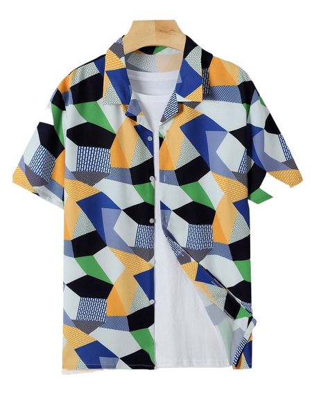 men allover print shirt without tee o9fe#, White;black