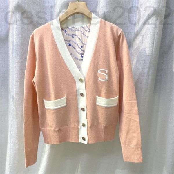 women's sweaters designer sd french elegant double s embroidery light pink contrast v-neck knitted cardigan air conditioner women', White;black
women's sweaters designer sd french elegant double s embroidery light pink contrast v-neck knitted cardigan air conditioner women', White;black