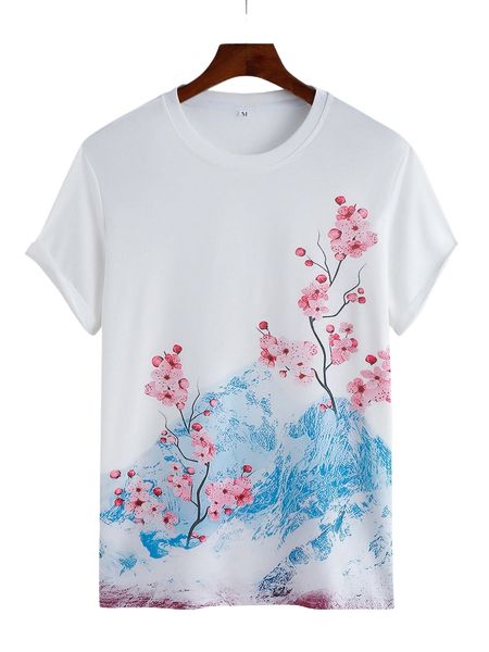 men floral print tee k7qt#, White;black