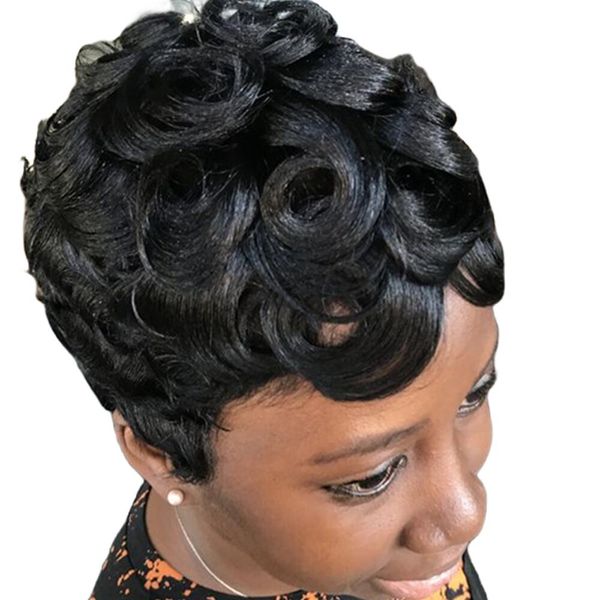short glam curl wig brazilian human hair full pixie cut wigs for women glueless machine made wig natural color, Black;brown
short glam curl wig brazilian human hair full pixie cut wigs for women glueless machine made wig natural color, Black;brown