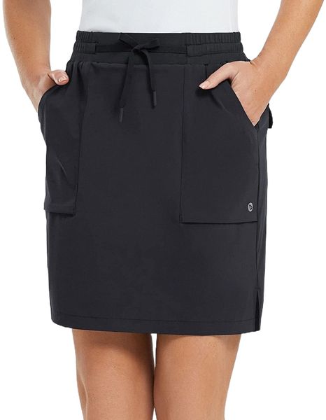 women's golf skort 18" knee length skirt with biker shorts pockets stretch elastic waist for tennis hiking z6dp#, White;black
women's golf skort 18" knee length skirt with biker shorts pockets stretch elastic waist for tennis hiking z6dp#, White;black