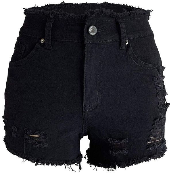 womens ripped denim shorts mid waist short cutoff distressed g6mn#, White;black 
womens ripped denim shorts mid waist short cutoff distressed g6mn#, White;black