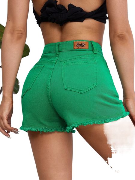 patched detail raw hem denim shorts p28a#, White;black
patched detail raw hem denim shorts p28a#, White;black