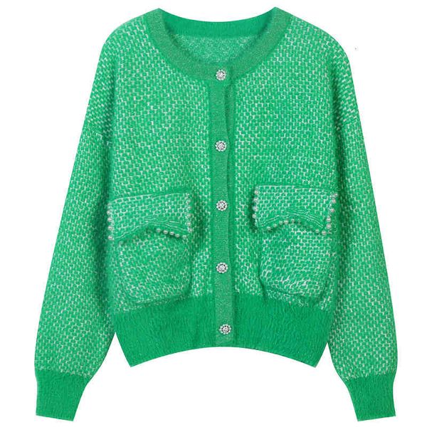 women's sweaters french style autumn and winter high-grade green pearl mink hair celebrity versatile slim fit knitted cardigan sweater, White;black
women's sweaters french style autumn and winter high-grade green pearl mink hair celebrity versatile slim fit knitted cardigan sweater, White;black