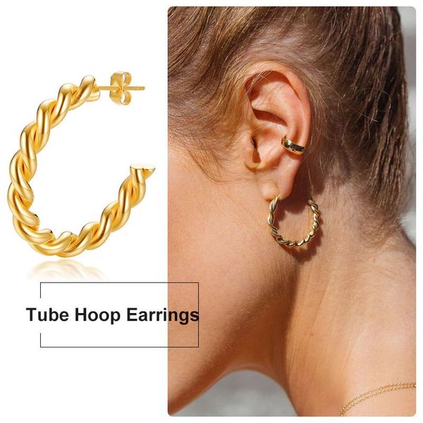 hoop & huggie twisted rope earrings for women stainless steel hoops open croissant chunky hypoallergenic, Golden;silver
hoop & huggie twisted rope earrings for women stainless steel hoops open croissant chunky hypoallergenic, Golden;silver