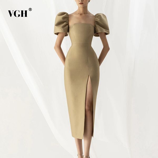 elegant side split dress for women square collar puff sleeve high waist solid slim dresses female fashion clothing 210507, Black;gray
elegant side split dress for women square collar puff sleeve high waist solid slim dresses female fashion clothing 210507, Black;gray