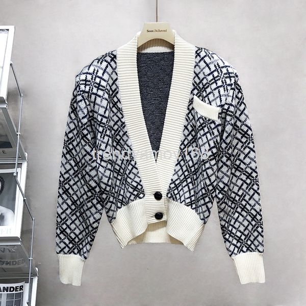 women's knits & tees open neck sweater women's wool 21 autumn winter design sense v-neck fine check cardigan small tall coat, White
women's knits & tees open neck sweater women's wool 21 autumn winter design sense v-neck fine check cardigan small tall coat, White