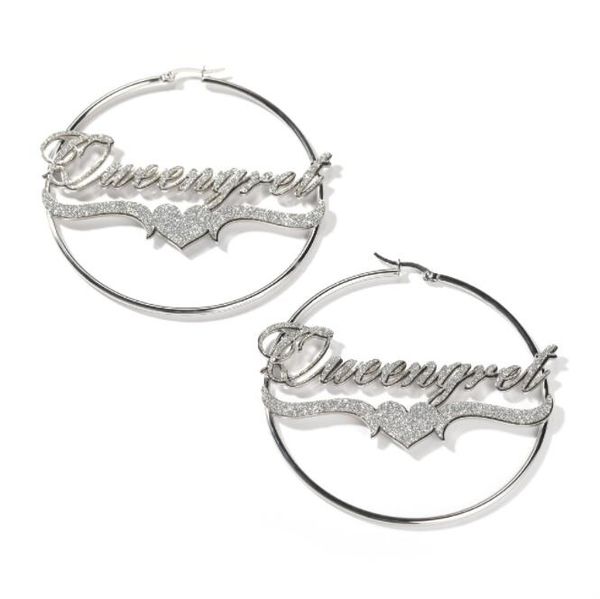 custom name hoop dangle earrings for women glitter sequins ear hoops 30-90 mm stainless steel earrings fashion jewelry, Silver
custom name hoop dangle earrings for women glitter sequins ear hoops 30-90 mm stainless steel earrings fashion jewelry, Silver
