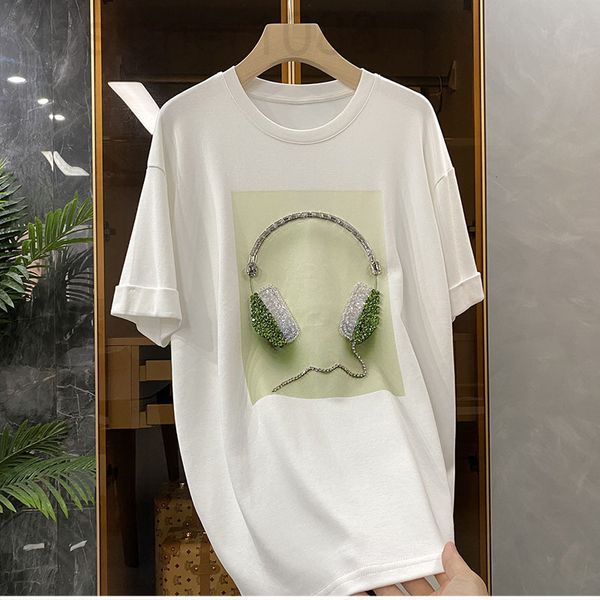 women's t-shirt designer da ai's crisp medium edition aura field on-line diamond studded earphone cotton t-shirt short sleeve wome, White
women's t-shirt designer da ai's crisp medium edition aura field on-line diamond studded earphone cotton t-shirt short sleeve wome, White