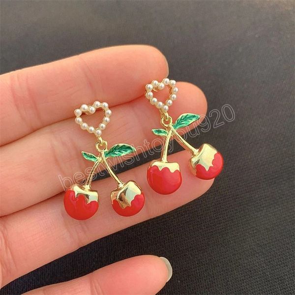 korean sweet metal red cherry dangle earrings for women girls elegant heart pearl pendientes jewelry, Silver
korean sweet metal red cherry dangle earrings for women girls elegant heart pearl pendientes jewelry, Silver