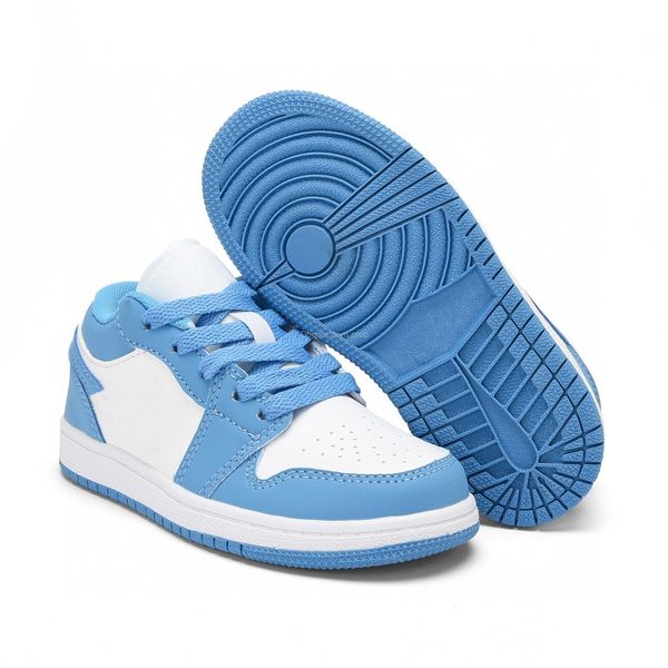 2022 kids 1 low university blue ao9944-441 children's basketball shoes sneakers us size 7.5c-5y eub size 24-37 ym8k, Black