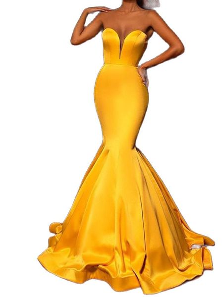 2022 yellow mermaid evening dresses women party deep v-neck whithout sleeves simple prom gowns, Black;red
2022 yellow mermaid evening dresses women party deep v-neck whithout sleeves simple prom gowns, Black;red