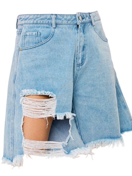 romwe distressed ripped denim shorts y9kp#, White;black