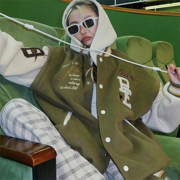 autumn and winter american retro baseball uniform jacket female ins high street hooded couple woolen salt bf hooded jacket 220817, Black;brown
autumn and winter american retro baseball uniform jacket female ins high street hooded couple woolen salt bf hooded jacket 220817, Black;brown