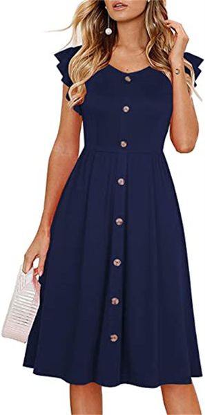 & tees women's casual summer pleated sleeves v collar buckle a-line skirt party dress, White
& tees women's casual summer pleated sleeves v collar buckle a-line skirt party dress, White