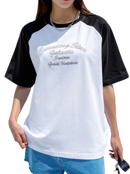 dazy slogan graphic raglan sleeve tee y2cb#, White 
dazy slogan graphic raglan sleeve tee y2cb#, White