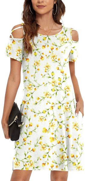womens summer casual beach dresses short sleeve strappy cold shoulder pockets dress w06v#, White;black
womens summer casual beach dresses short sleeve strappy cold shoulder pockets dress w06v#, White;black