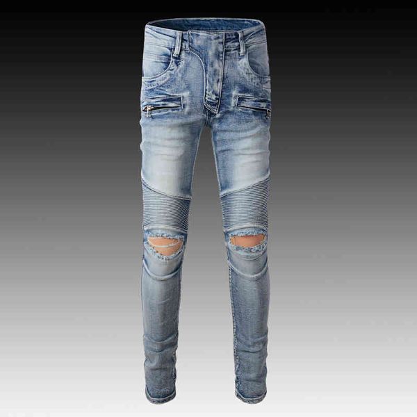 men's jeans men's fashion brand nostalgic elastic slim fitting knee knife cut holes scooter light blue jeans qiwd
men's jeans men's fashion brand nostalgic elastic slim fitting knee knife cut holes scooter light blue jeans qiwd