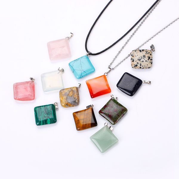 natural stone square pendant necklace opal tiger's eye pink quartz crystal chakra reiki healing pendulum necklaces, Silver
natural stone square pendant necklace opal tiger's eye pink quartz crystal chakra reiki healing pendulum necklaces, Silver