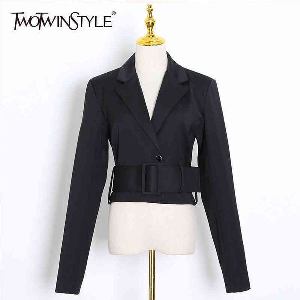 casual black blazer for women notched long sleeve with sashes short female fashion clothing autumn 210423, White;black
casual black blazer for women notched long sleeve with sashes short female fashion clothing autumn 210423, White;black