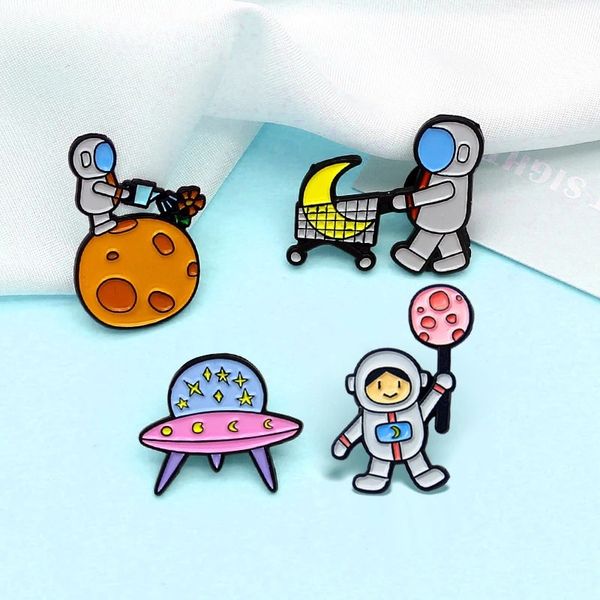 cartoon astronaut pins 4pcs/set spacecraft brooches for women enamel pin jewelry metal badges denim shirt bags small accessories, Gray
cartoon astronaut pins 4pcs/set spacecraft brooches for women enamel pin jewelry metal badges denim shirt bags small accessories, Gray