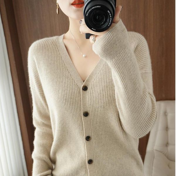 women's knits & tees women's cardigan 100% merino wool sweater solid color long-sleeved female knitwear v-neck women sweaters loos, White
women's knits & tees women's cardigan 100% merino wool sweater solid color long-sleeved female knitwear v-neck women sweaters loos, White