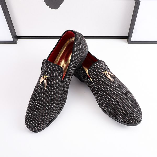 Loafers Men Shoes Color-blocking Cotton Printing Imitation Wolf Teeth Wear Fashion Casual Shoes, Clear 
Loafers Men Shoes Color-blocking Cotton Printing Imitation Wolf Teeth Wear Fashion Casual Shoes, Clear