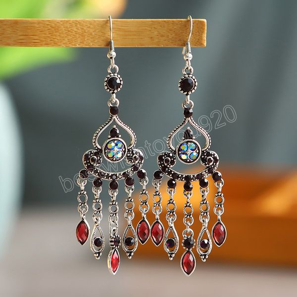 vintage ethnic long water drop tassel earrings for women bohemia blue hollow rhinestone crystal dangle earings wedding jewelry, Silver
vintage ethnic long water drop tassel earrings for women bohemia blue hollow rhinestone crystal dangle earings wedding jewelry, Silver