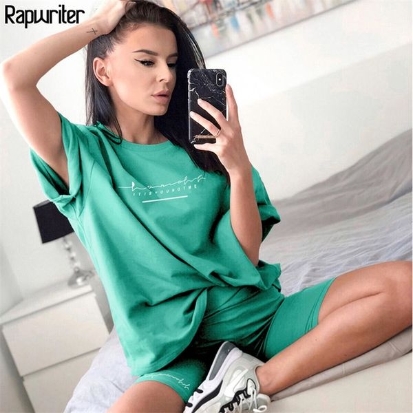 rapwriter summer two piece set letter print tracksuit women oversize t shirt and biker shorts set sweatsuit casual clothes 210302, White
rapwriter summer two piece set letter print tracksuit women oversize t shirt and biker shorts set sweatsuit casual clothes 210302, White