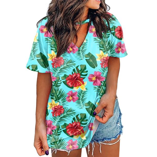 noisydesigns trend short and tees for women tropical flower pattern prints v-neck spring autumn lady clothes 4xl 220628, White
noisydesigns trend short and tees for women tropical flower pattern prints v-neck spring autumn lady clothes 4xl 220628, White