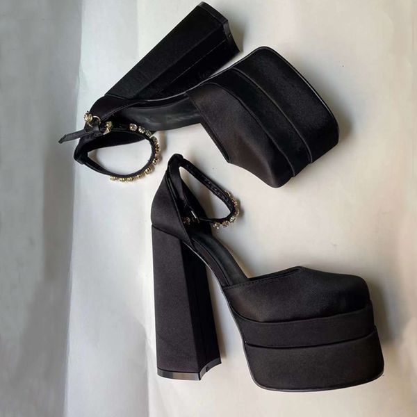 2022 women designer platform pumps chunky heel silk high heels wedding party shoe lace up leather silk rhinestone shoes thick high party pum, Black
2022 women designer platform pumps chunky heel silk high heels wedding party shoe lace up leather silk rhinestone shoes thick high party pum, Black
