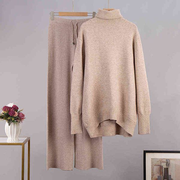 bornladies turtleneck knitted sets women loose sweater wide leg pant tracksuit female thick warm 2 piece sets women outfits t220729, Gray
bornladies turtleneck knitted sets women loose sweater wide leg pant tracksuit female thick warm 2 piece sets women outfits t220729, Gray