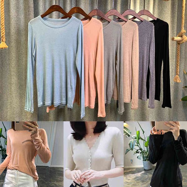 women's sweaters p75120 wool tencel blended round neck knitted sweater slim fitting bottomed women's thin style, White;black
women's sweaters p75120 wool tencel blended round neck knitted sweater slim fitting bottomed women's thin style, White;black
