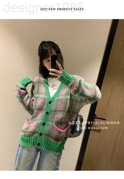 women's sweaters designer 22 spring and summer new xiaozhongchao brand green check design mohair knitted cardigan sweater thin coat 567, White;black
women's sweaters designer 22 spring and summer new xiaozhongchao brand green check design mohair knitted cardigan sweater thin coat 567, White;black