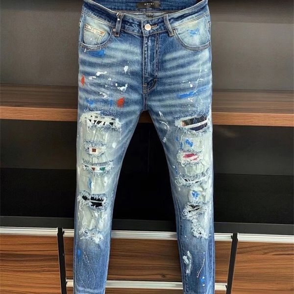 men's jeans men's korean fashion trendy complex washing water high street blue perforated jeans trousers p83o
men's jeans men's korean fashion trendy complex washing water high street blue perforated jeans trousers p83o