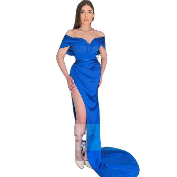 off the shoulder evening dresses with side high slit floor length pleated mermaid graduation party prom gowns, Black;red
off the shoulder evening dresses with side high slit floor length pleated mermaid graduation party prom gowns, Black;red