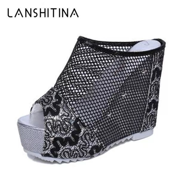 summer net yarn high heels new women 12cm wedges sandals platform slippers lace increase peep toe shoes feminina chaussures 210306, Black
summer net yarn high heels new women 12cm wedges sandals platform slippers lace increase peep toe shoes feminina chaussures 210306, Black